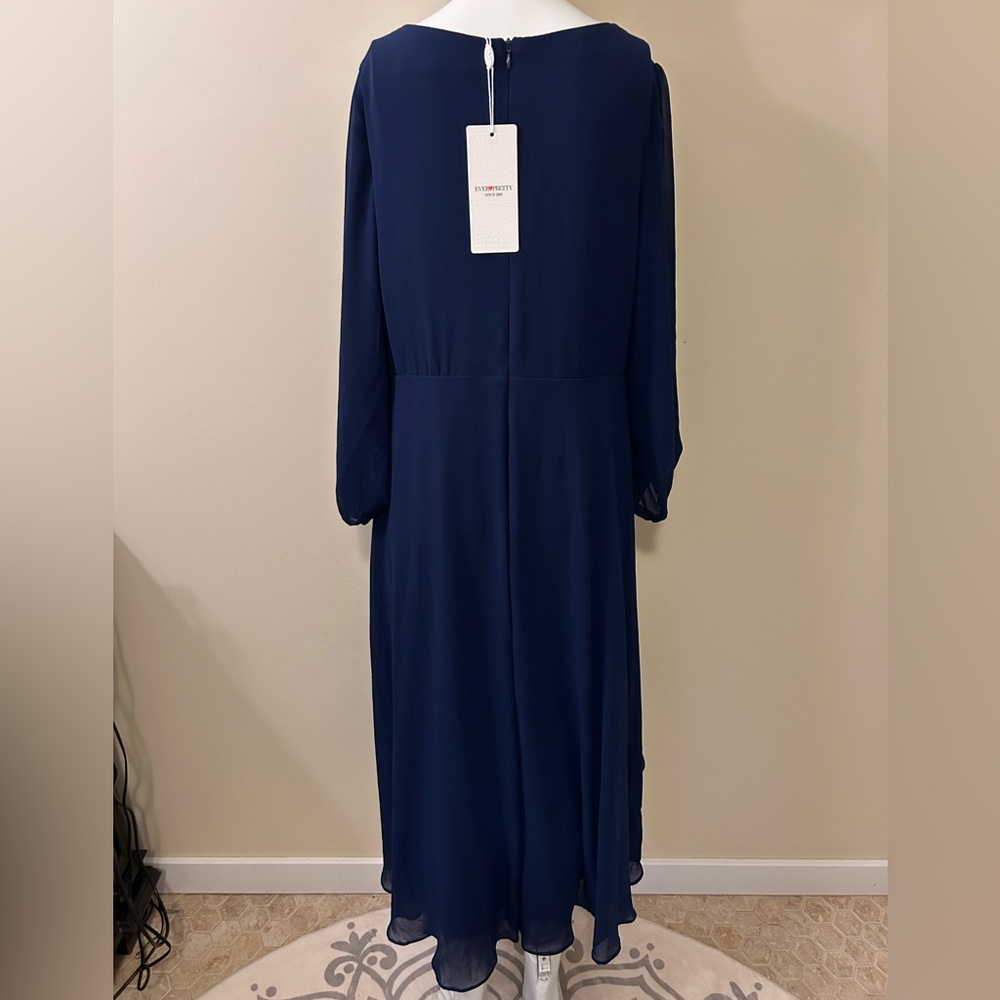 Ever Pretty Navy Blue High Low Dress sheer sleeve Size 12 - NWT - Picture 5 of 7